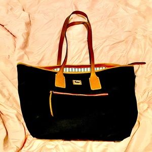 Like new: black nylon w/ camel details & red zipper. Kept in pristine condition.